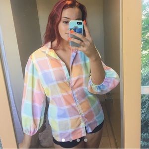 Rainbow Button Up Blouse